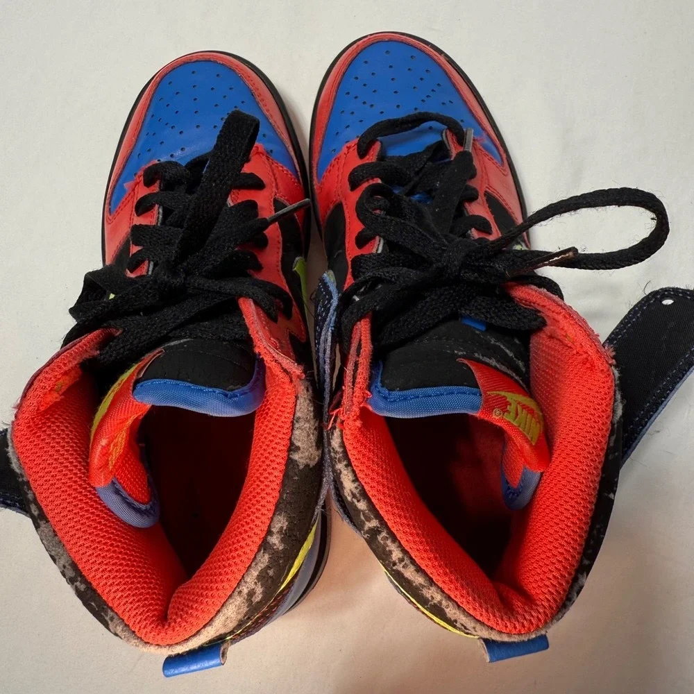 2009‎ Nike Dunk High Gs Black, Volt Hot Red, Signal Blue 308319-071 Kids Size 5Y